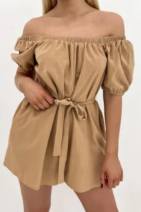 Amayah Playsuit Brown Casual Minimal