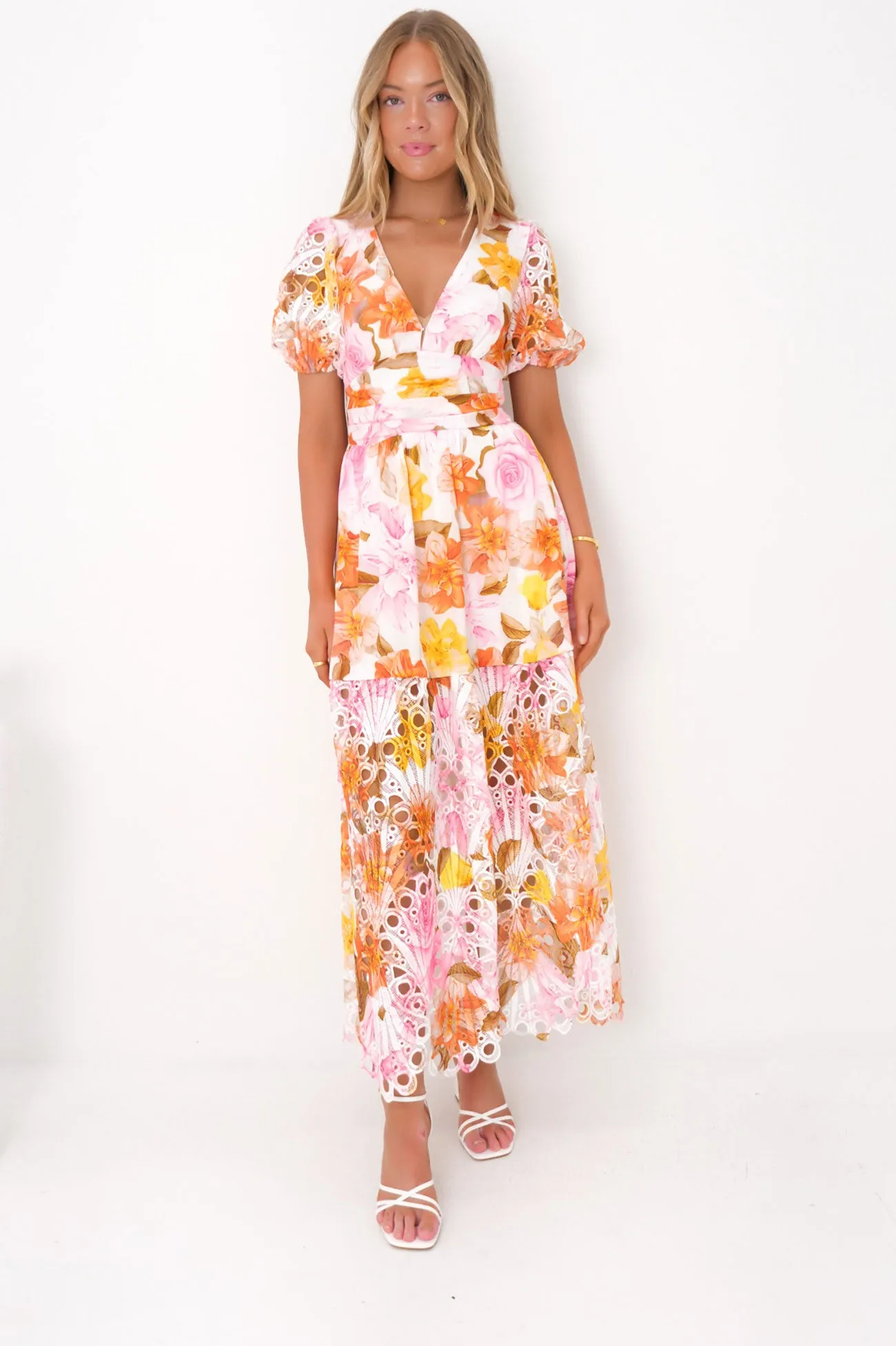 Angelicah Maxi Dress Pink Blossoms Sister Charm