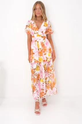Lounge Comfort Angelicah Maxi Dress Pink Blossoms