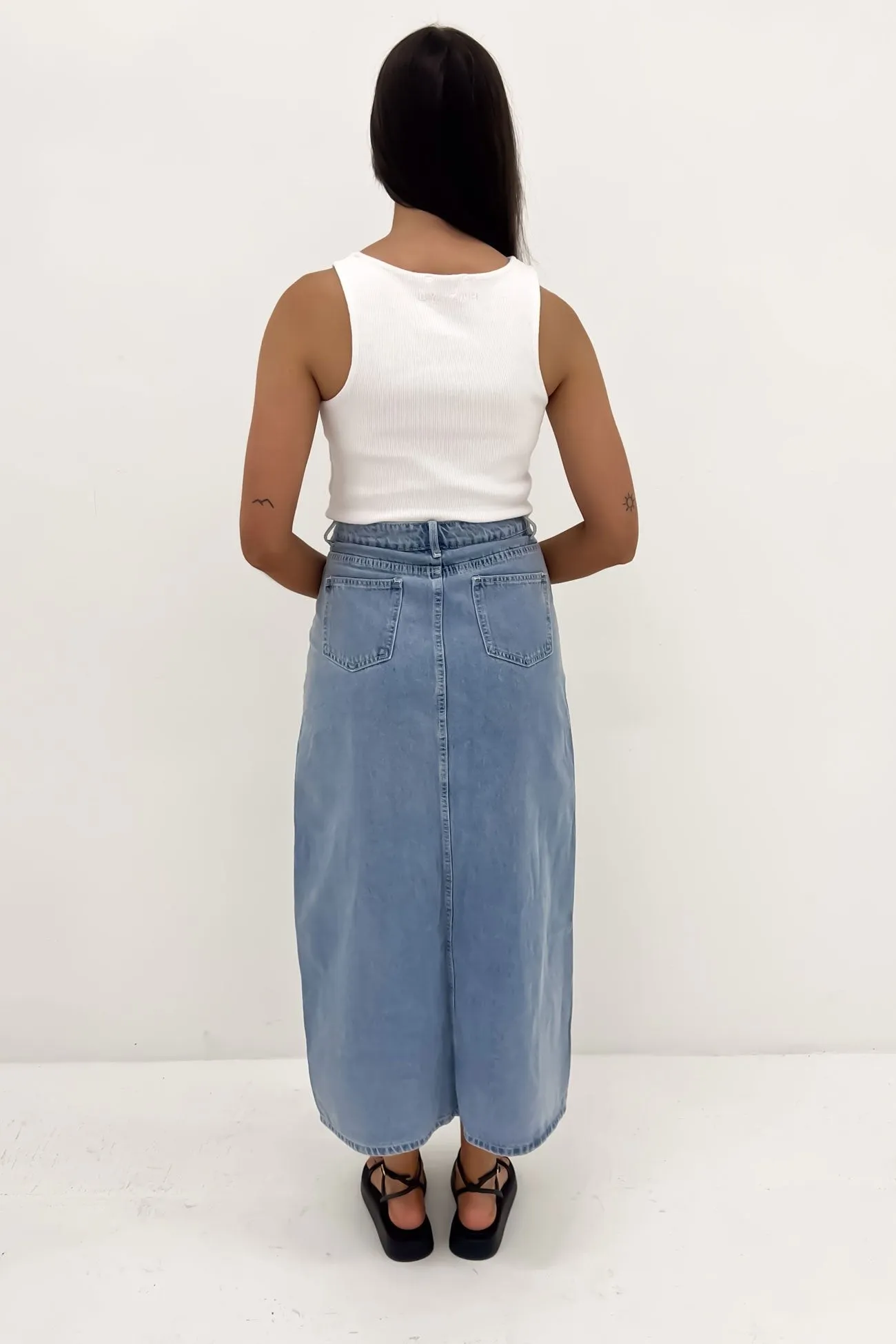 Creative Look Eryn Denim Maxi Skirt Blue