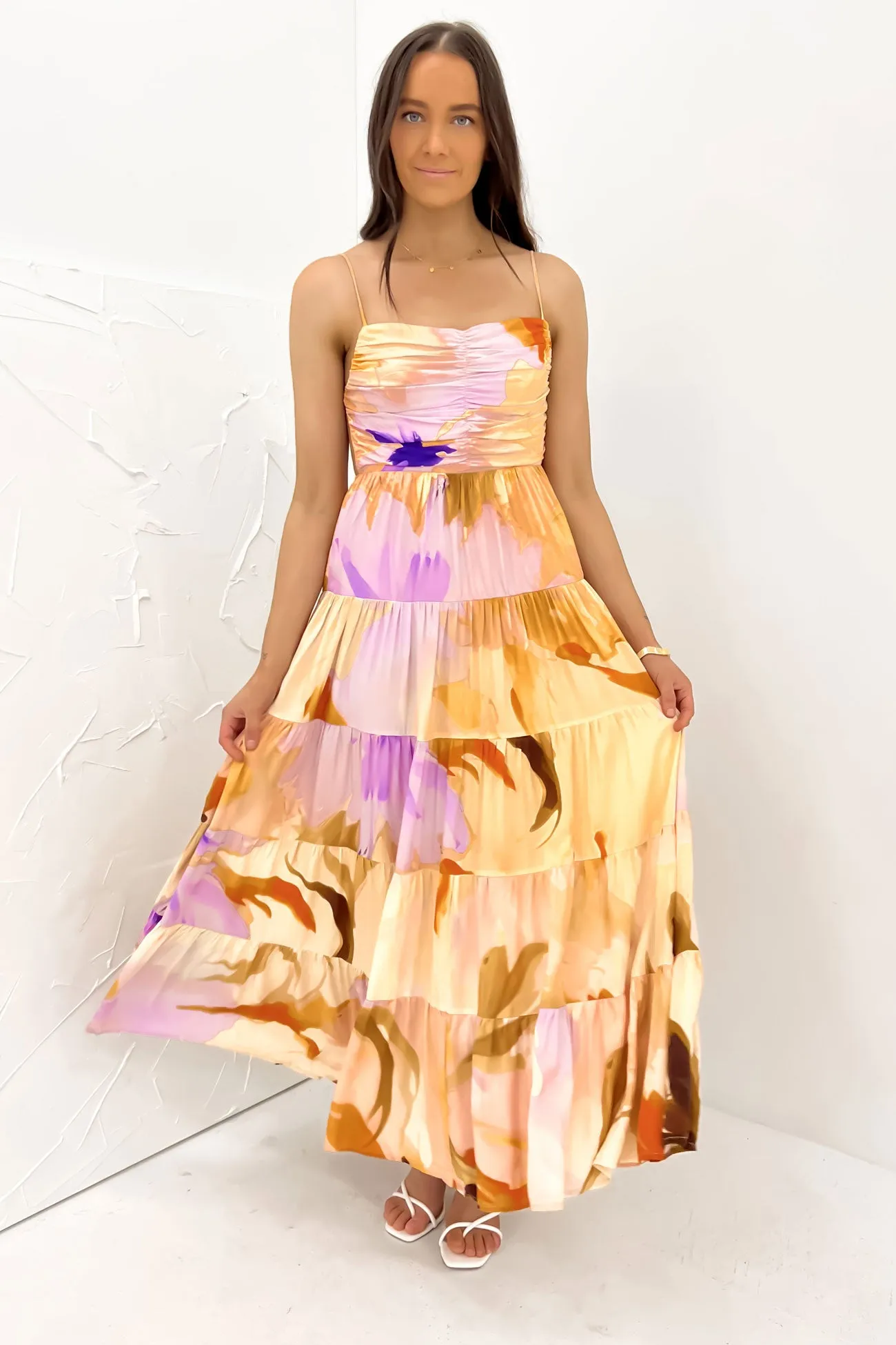 Anisa Maxi Dress Peach Scandi Clean Trendy Appearance