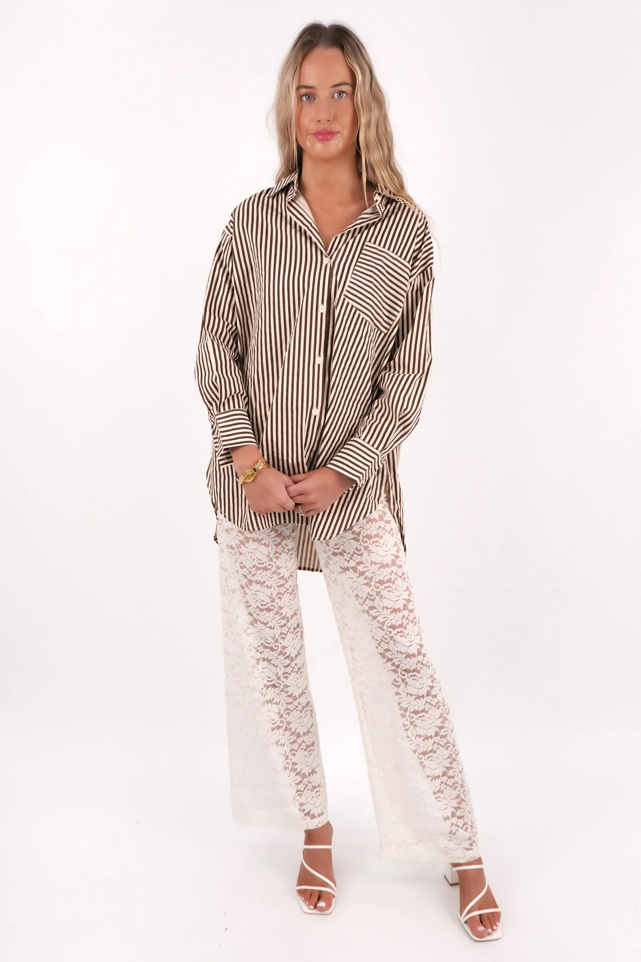 Savannah Shirt Brown Multi Pocket Design