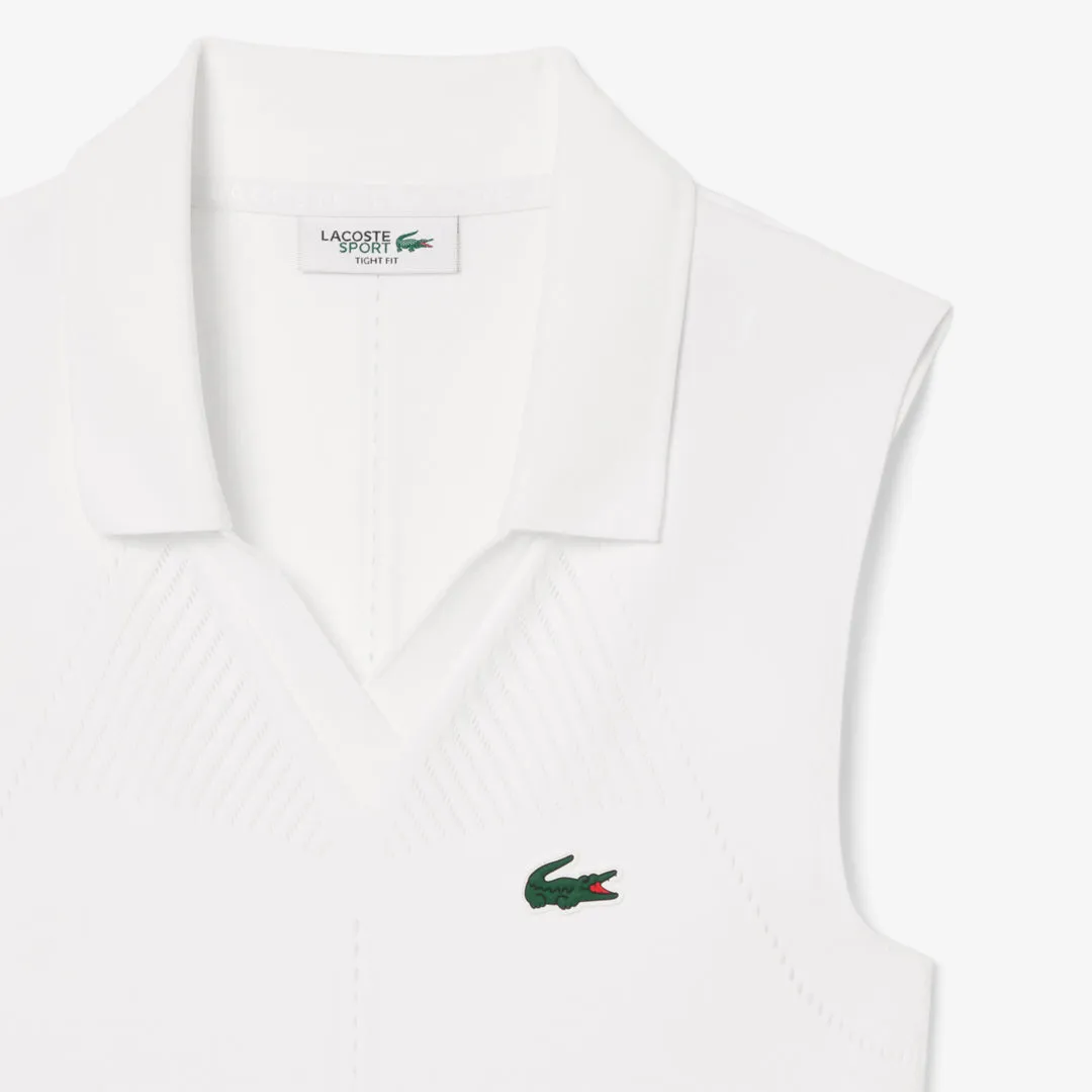 Anti-Fade Lacoste Women's Sleeveless Stretch Polo - White Fashionable Design