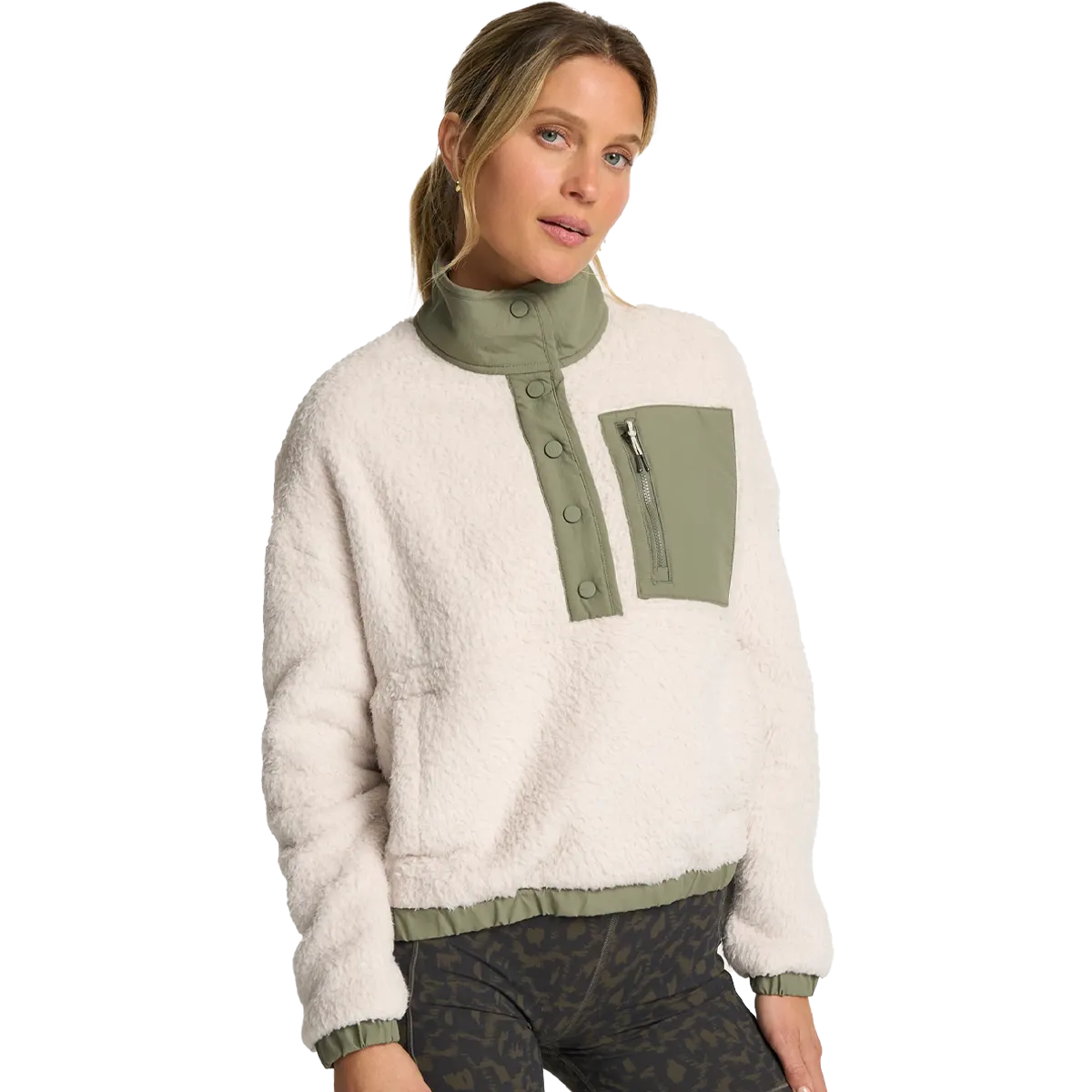 Women's Cozy Sherpa Popover Light Travel Piece Comfy Fit Piece