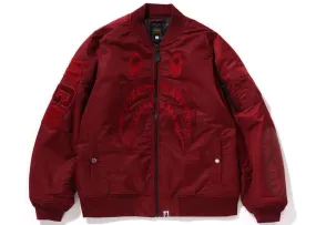Denim Fashion-Forward Bape Shark Ma-1 Jacket Red