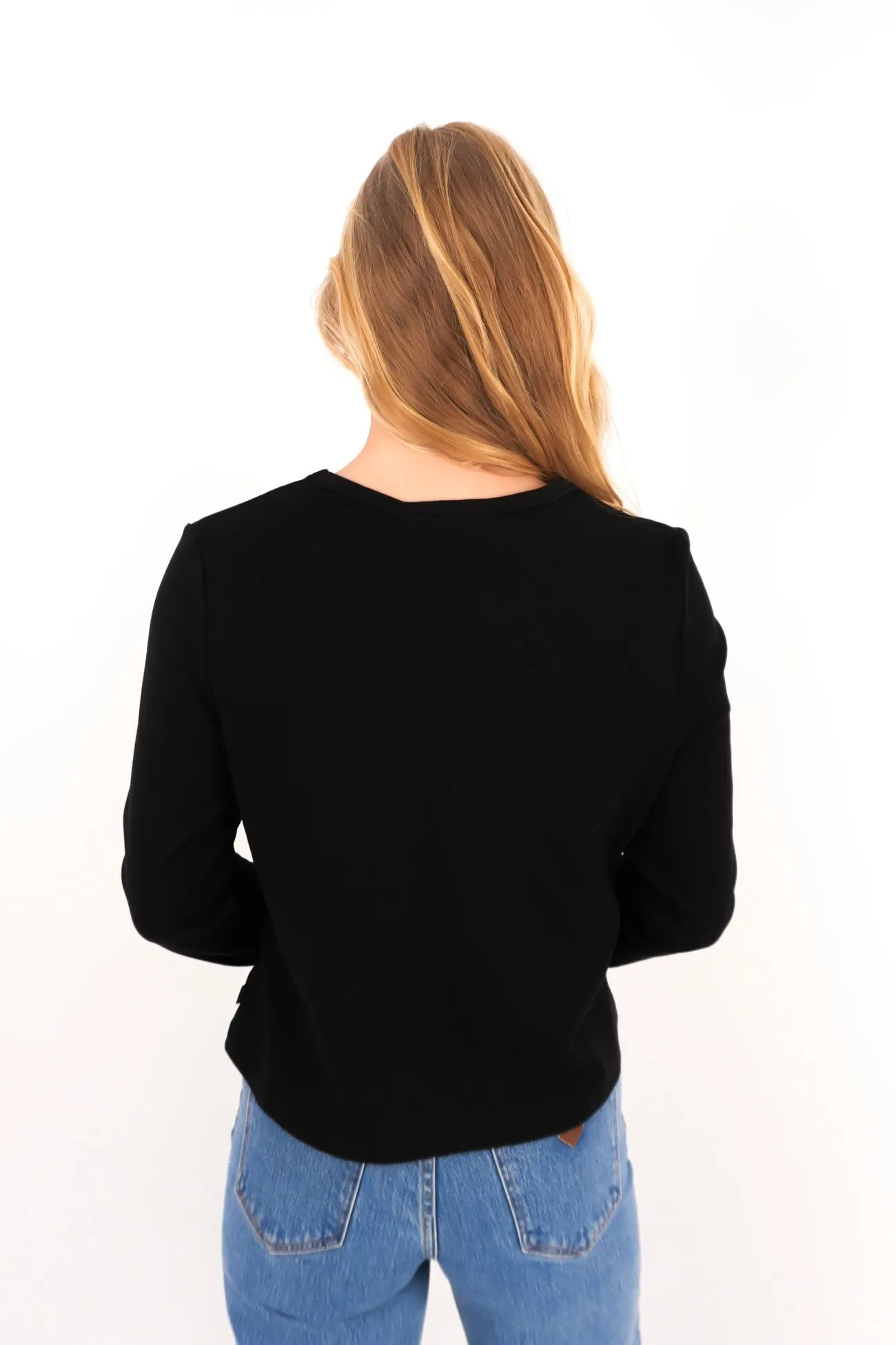 Regular Long Sleeve Tee Black Middle - aged Office
