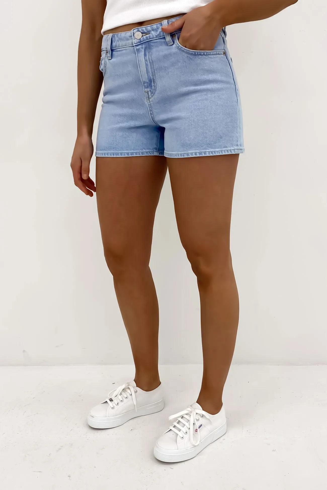 Mid Mom Short Ariel Blue Running Gear animal print shorts