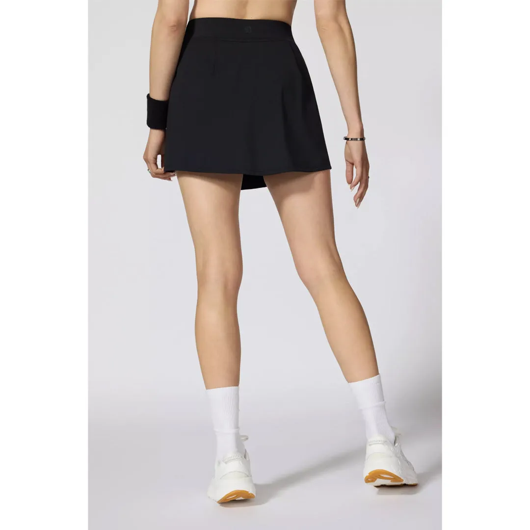 Anti-scratch MPG Women's Vital Mid Rise Sport Skort - Black Velvety Texture