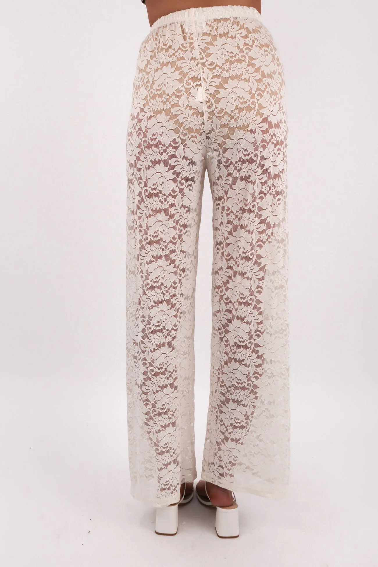 Savannah Lace Pant Cream Four Way Stretch Statement Piece