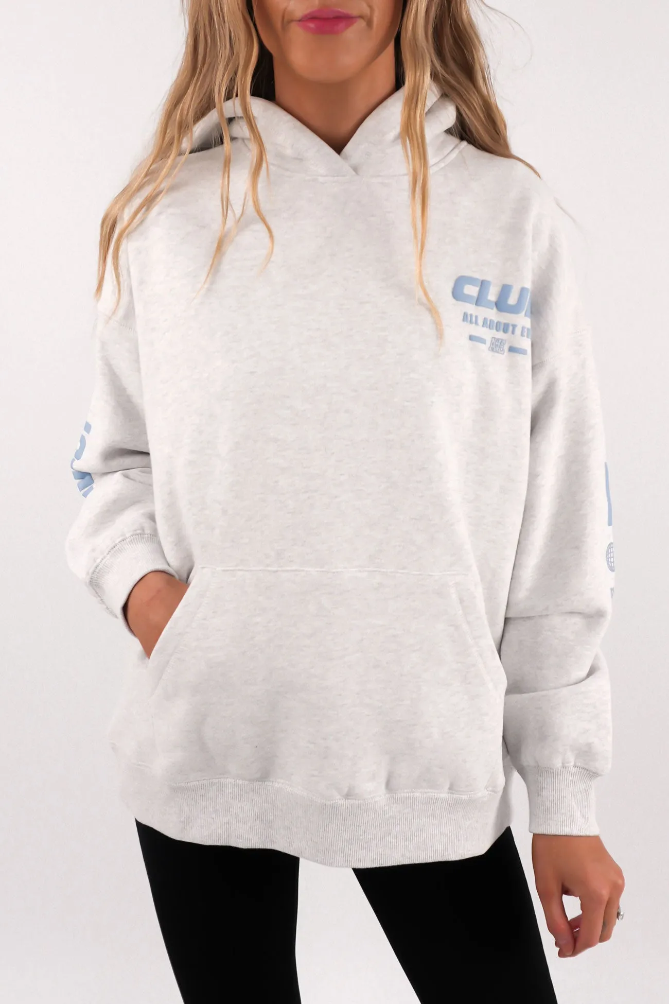 Club Relaxed Hoodie Snow Marle Durable Color Retention Fray Resistant Edges