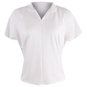 anti static Lucky In Love Women's Deco Grid Tie Back Short Sleeve - White/Pink Buttoned Water - repellent