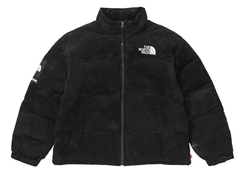 Fashionable Look Precision Cut Supreme The North Face Suede Nuptse Jacket Black