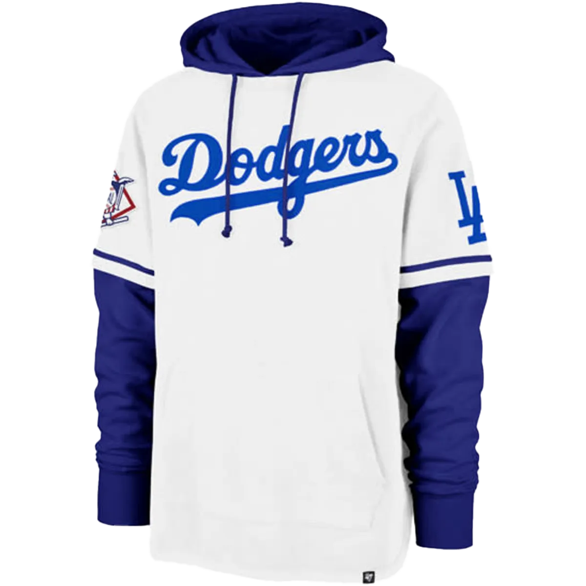 Men's Dodgers Cooperstown 47 Shortstop Pullover Hoodie Button Down Collar Style Comfy Style
