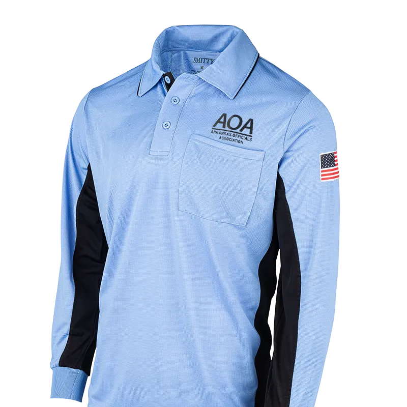 Fitted Cut Oversized style AOA Logo MLB Replica Sky Blue Long Sleeve Umpire Shirts