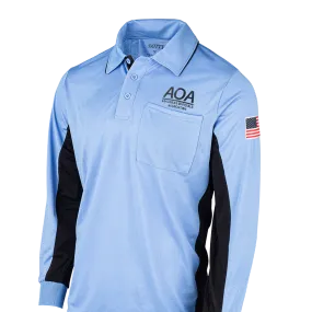 AOA Logo MLB Replica Sky Blue Long Sleeve Umpire Shirts Lounge Wear Multi Pocket Design