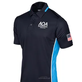 AOA Logo Softball Men??s Navy Umpire Shirts Sheer Panel Plus Size