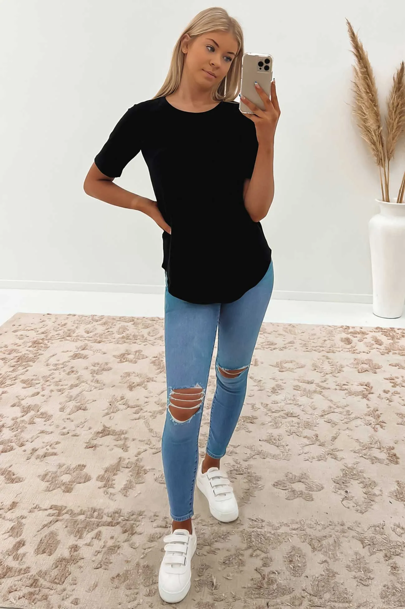 Layered Look Ariana Tee Black