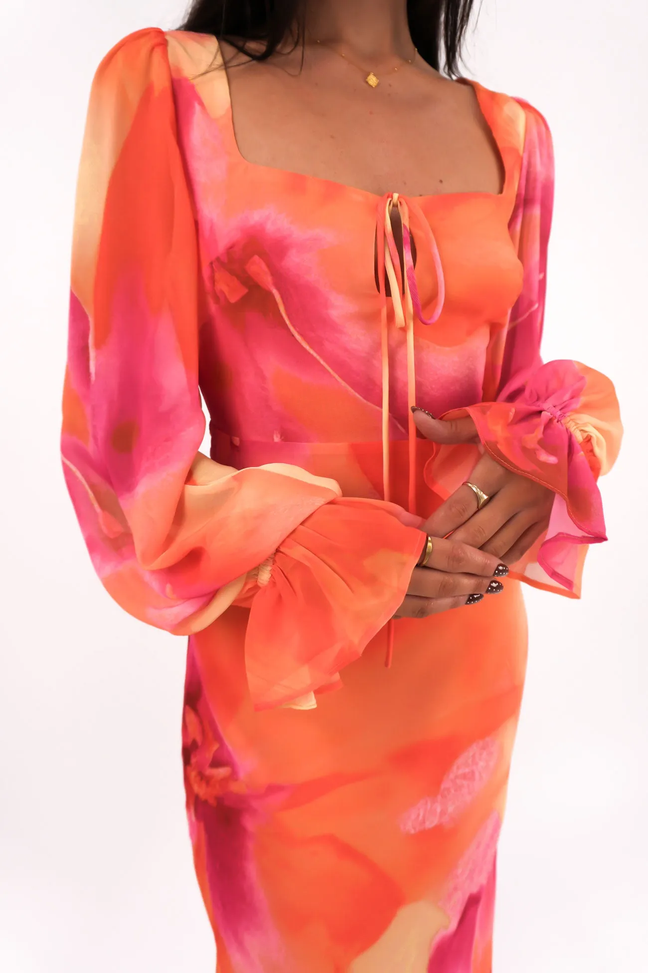 Cozy Layers All Day Ariella Maxi Dress Orange Bloom