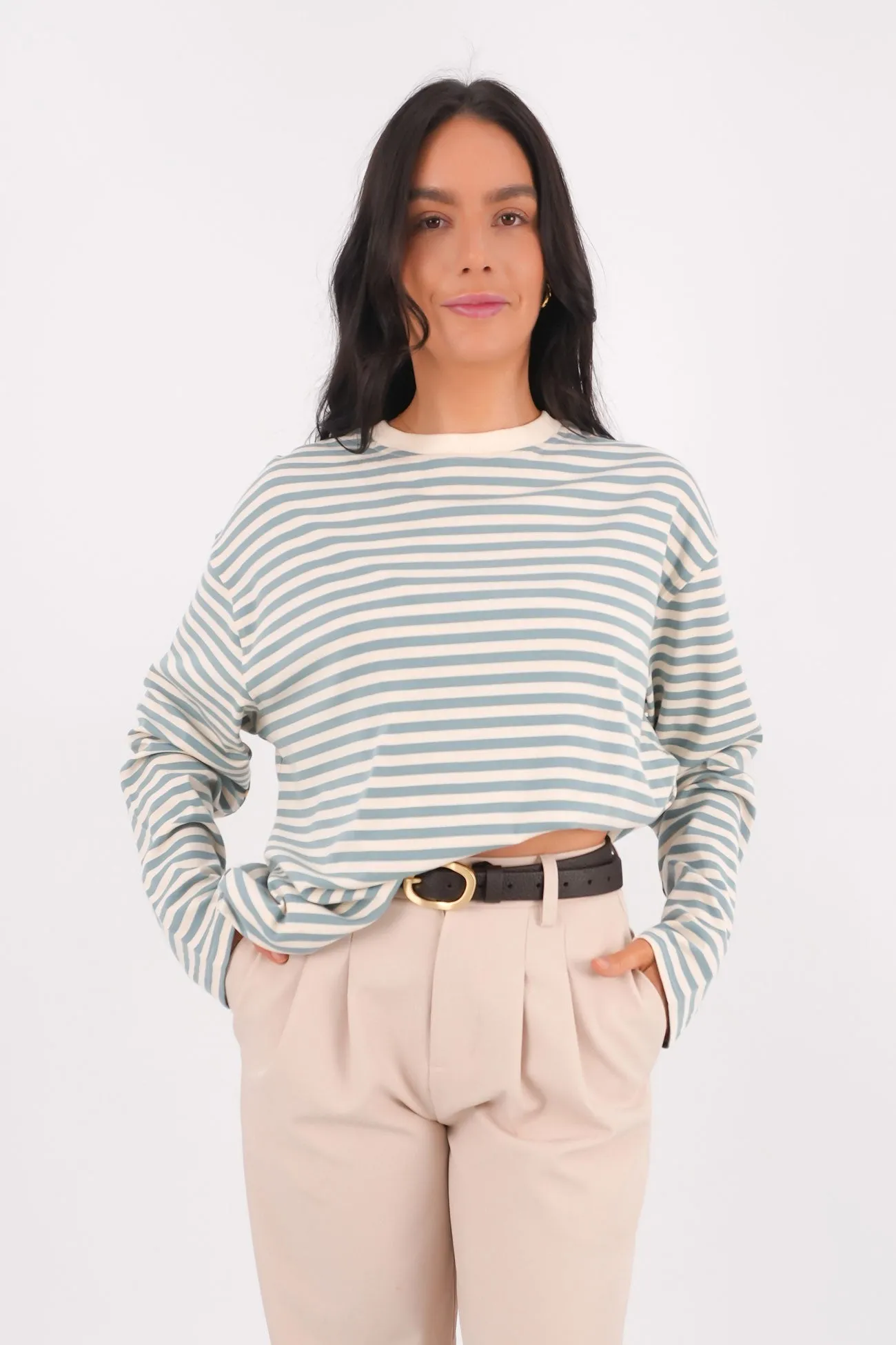 Budget Friendly Arlow Long Sleeve Tee Blue Stripe