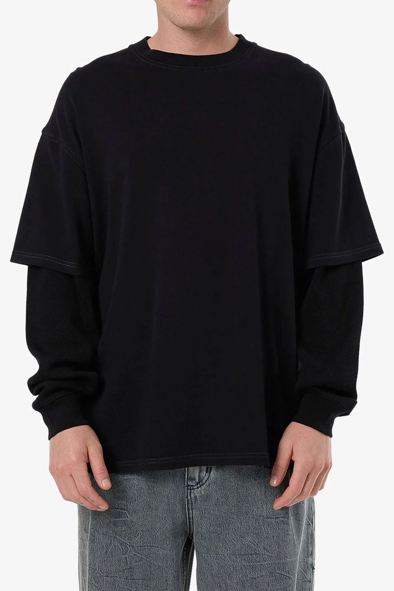 Arts & Industrial Layer Box Fit Oversize Long Sleeve Tee Black Birthday gift Animal Print