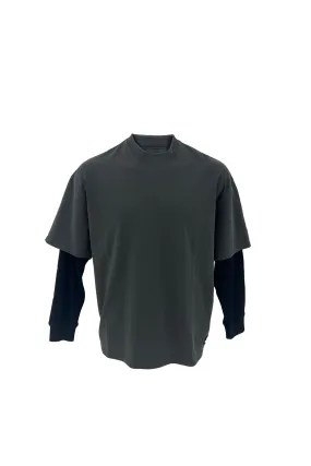 stain resistant coating Simple Yet Cozy Arts & Industrial Layer Box Fit Oversize Long Sleeve Tee Merch Black