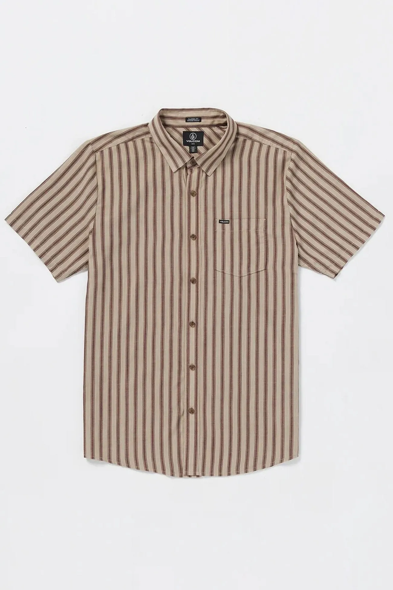 Work From Home Arvostripe Woven Short Sleeve Shirt Light Khaki