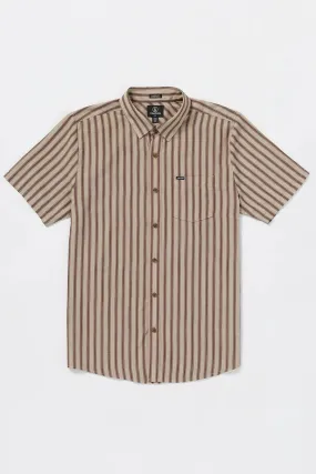 Work From Home Arvostripe Woven Short Sleeve Shirt Light Khaki