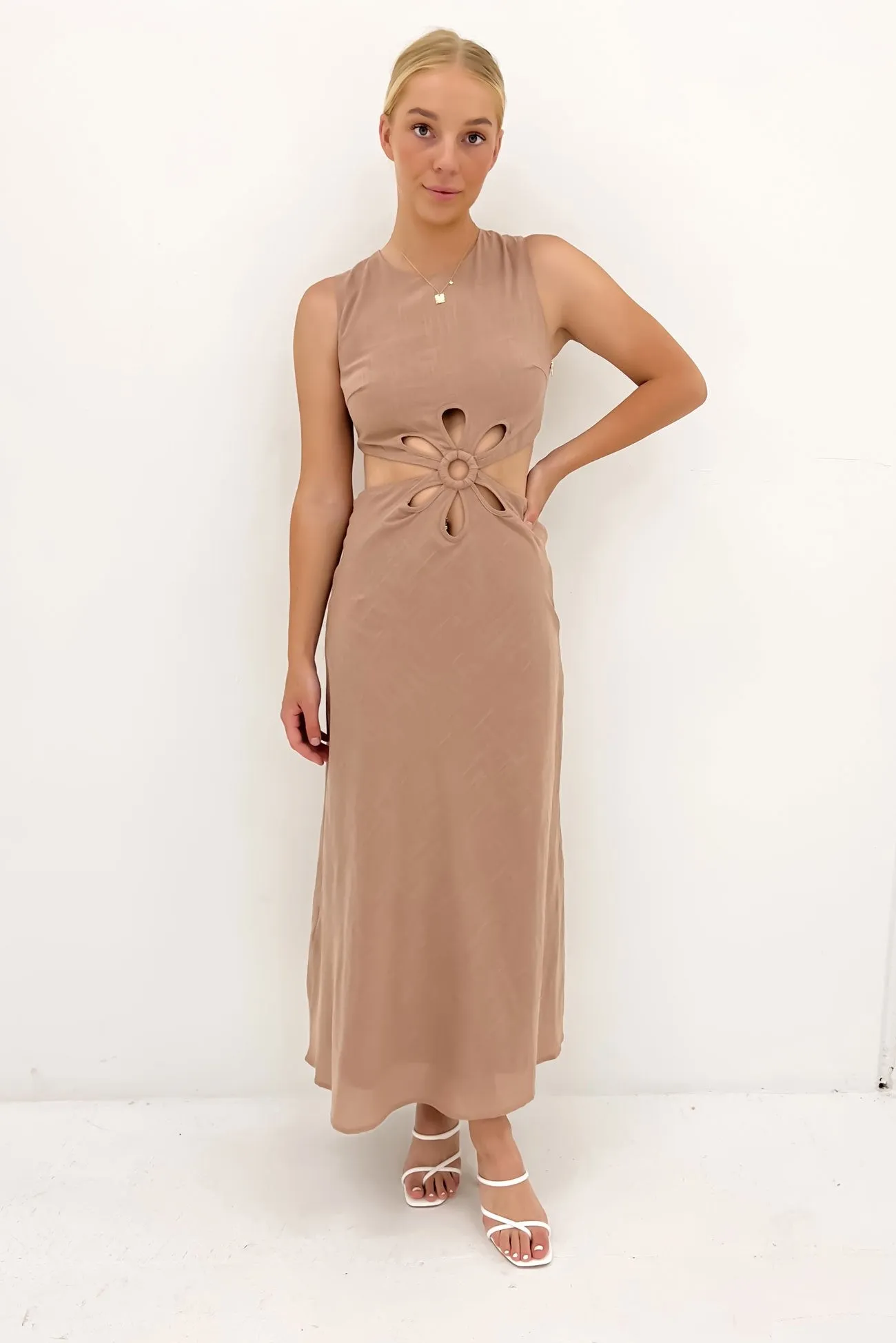 Beadwork Mood Edge Asha Maxi Dress Nude
