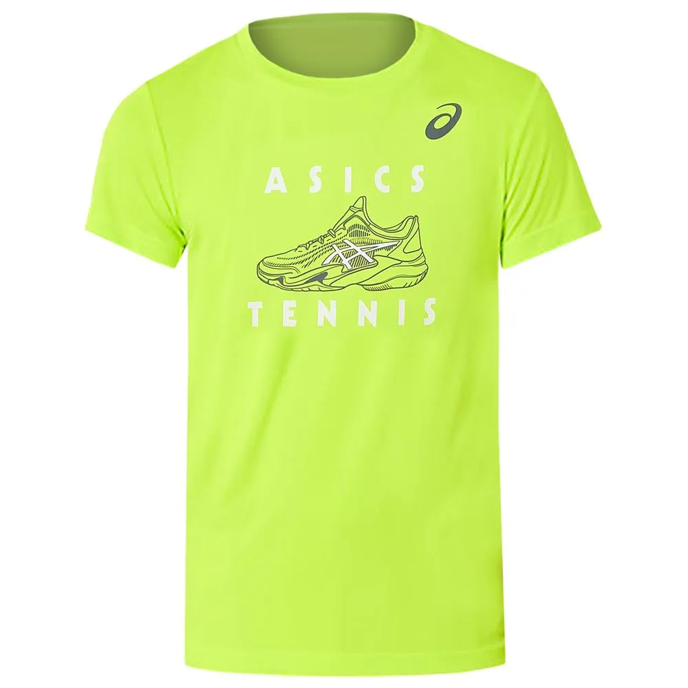 Asics Boys Graphic Tennis Shirt - Hazard Green Embossed Pattern