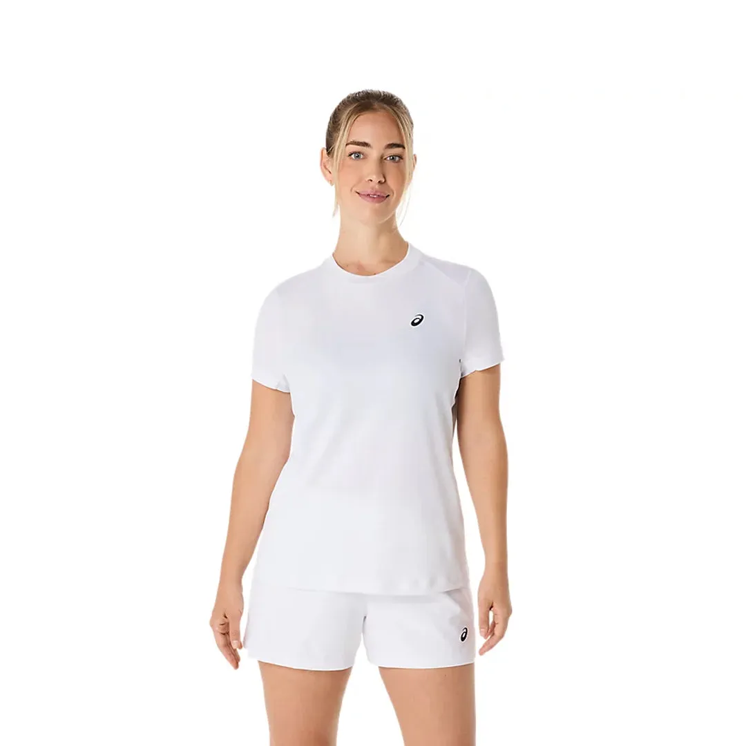 Glass Fit Photo Fit Asics Women's Court Short Sleeve Tee - Brilliant White WaterRepellent