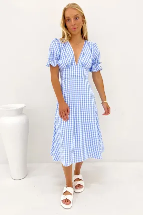 Simple Shape Aspyn Midi Dress Blue Gingham