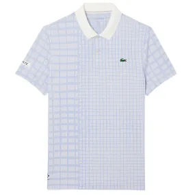 Asymmetrical hem Lacoste Men's Medvedev X Tennis Polo - White/Purple Acrylic Material