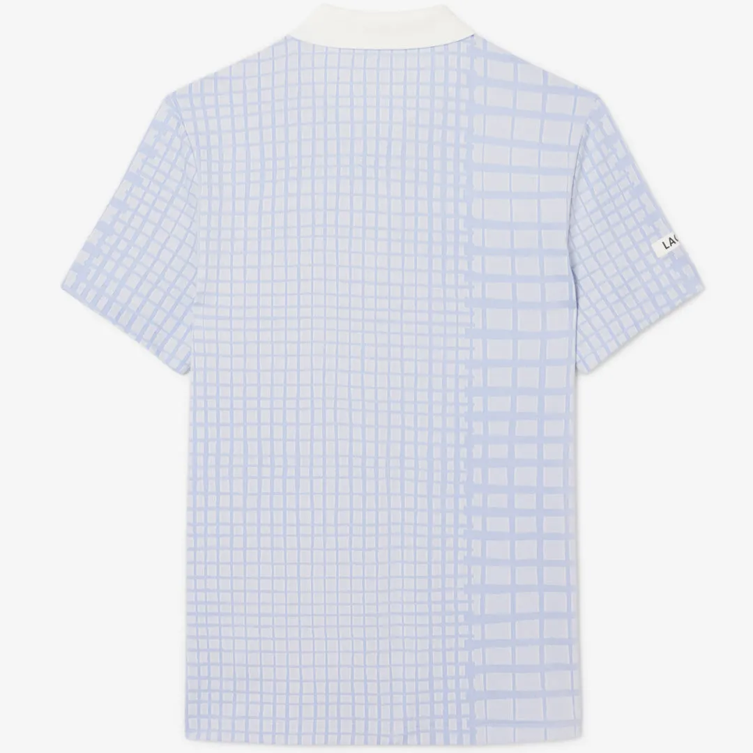 Asymmetrical hem Lacoste Men's Medvedev X Tennis Polo - White/Purple Sophisticated Design