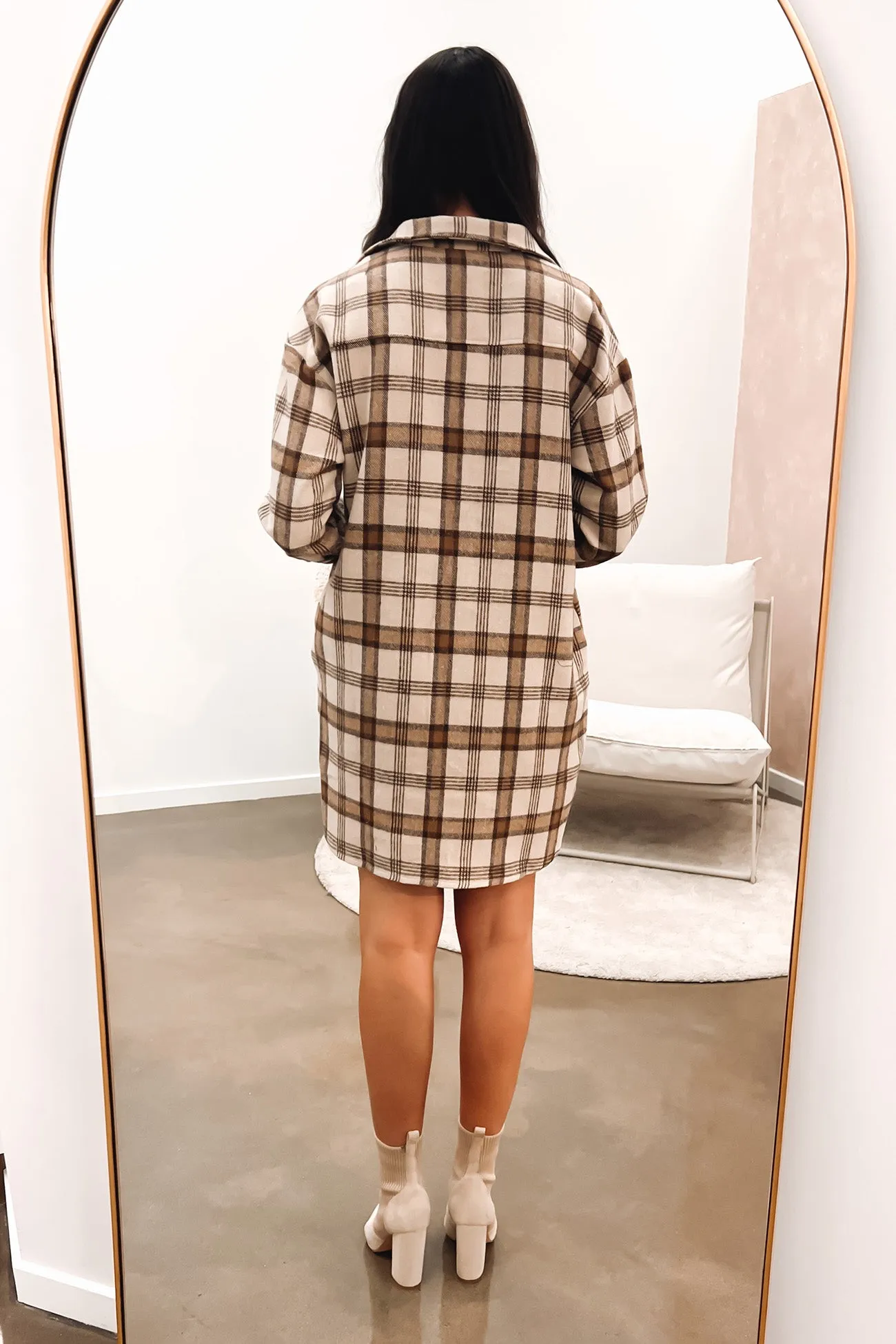 Pure Tone Basic Warm Athea Shirt Dress Brown