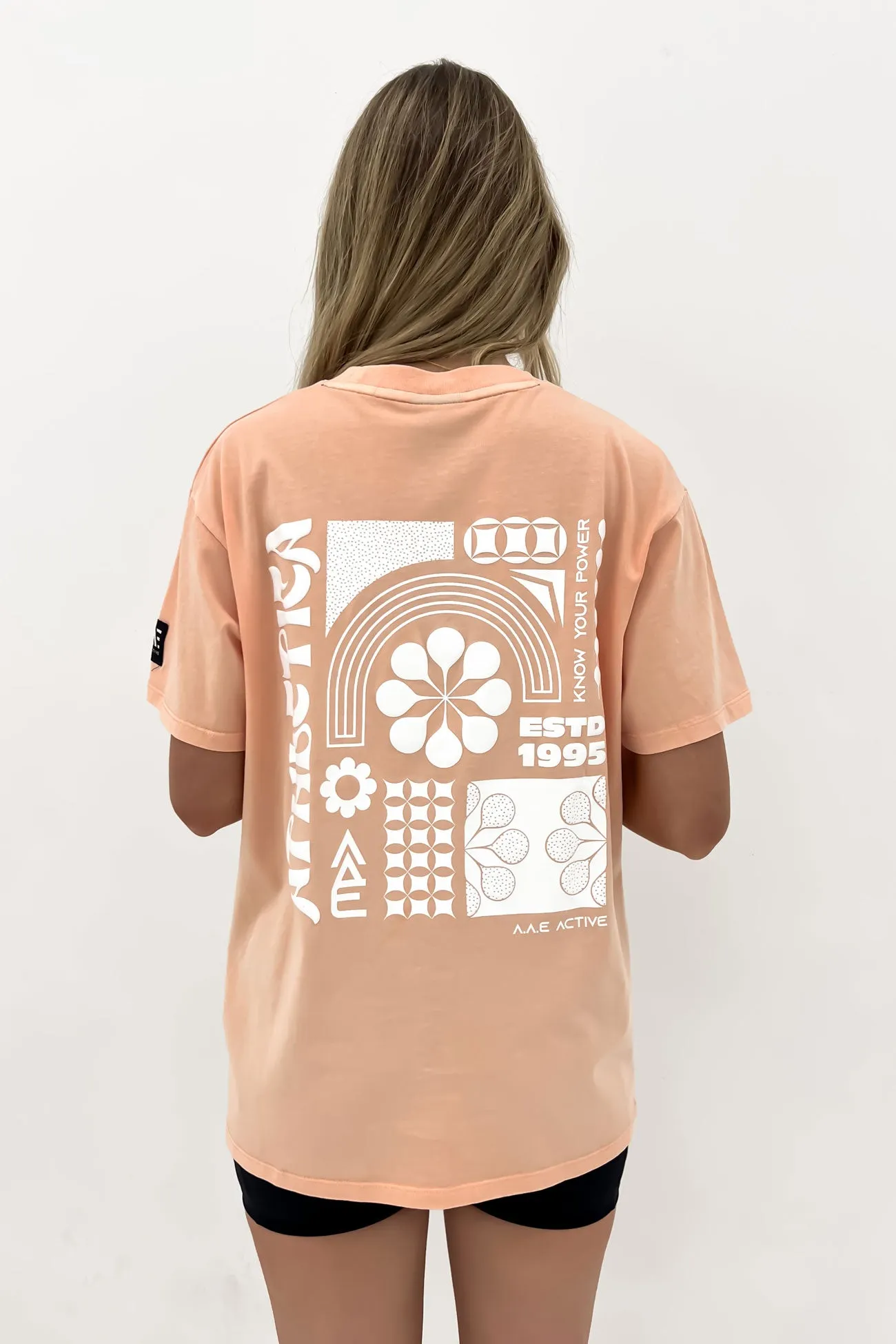 Athletica Oversized Tee Peach Recycled Polyester Blend Casual Fashion