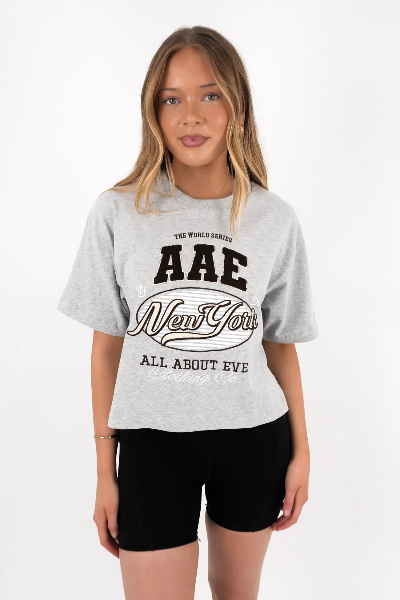 Athletica Relaxed Crop Tee Grey Marle Outdoor Leisure Look Travel Essential