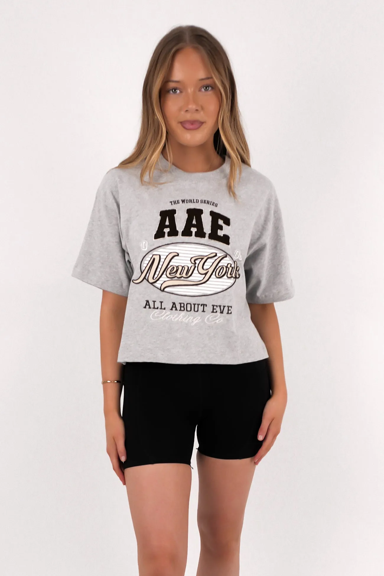 Athletica Relaxed Crop Tee Grey Marle Timeless Design