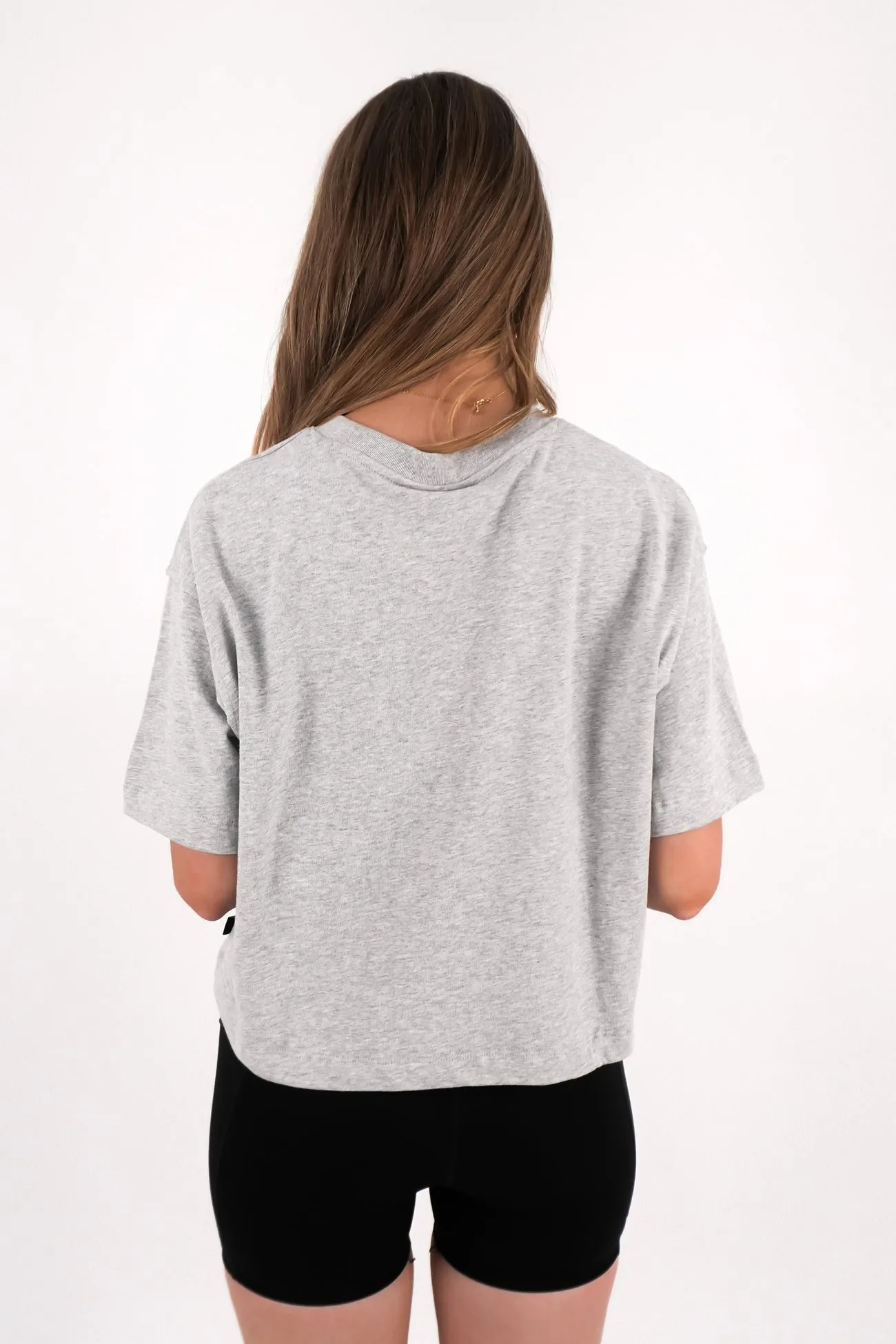 Athletica Relaxed Crop Tee Grey Marle Silk combination