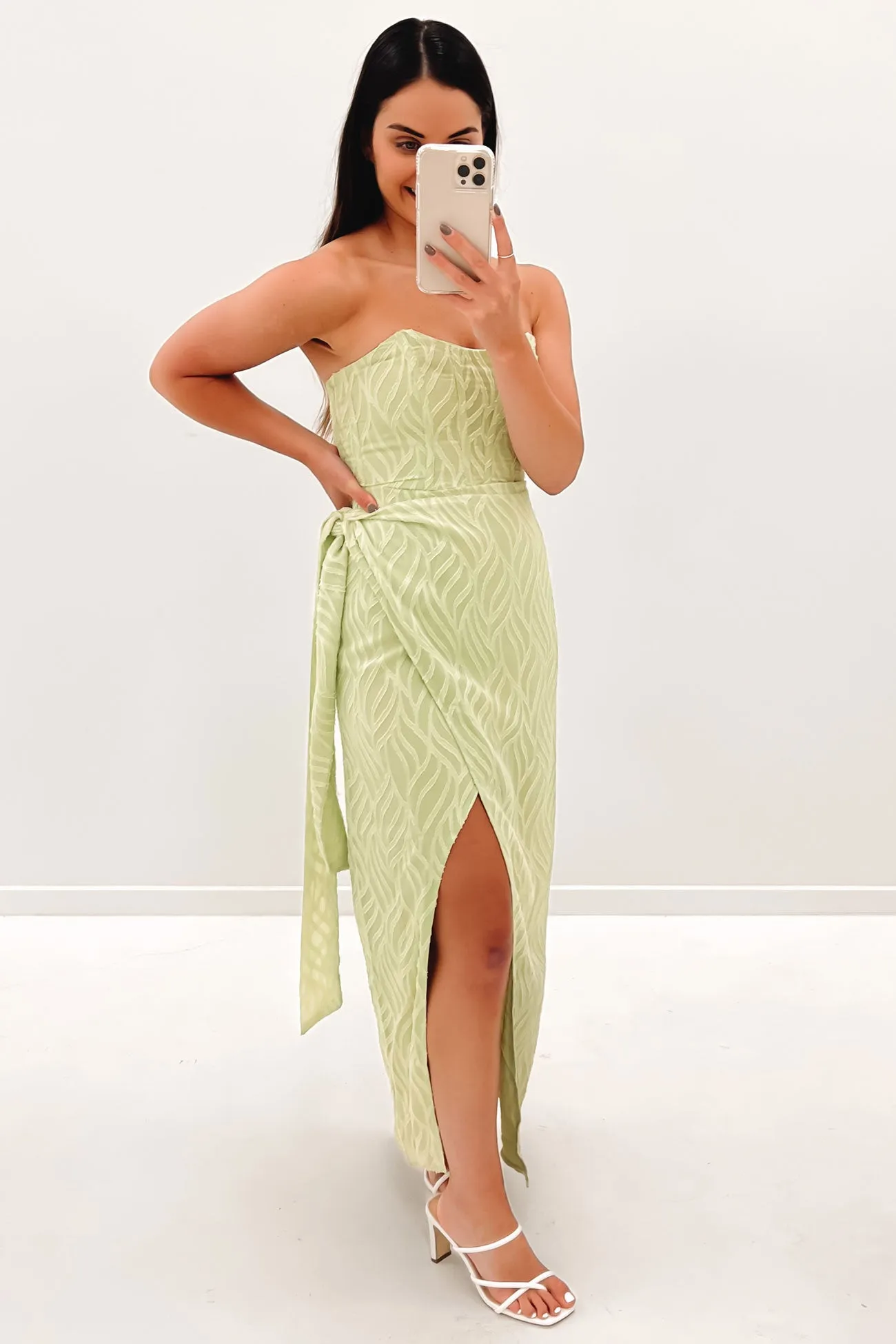Avia Midi Dress Green Editor??s-Pick Side Ruching