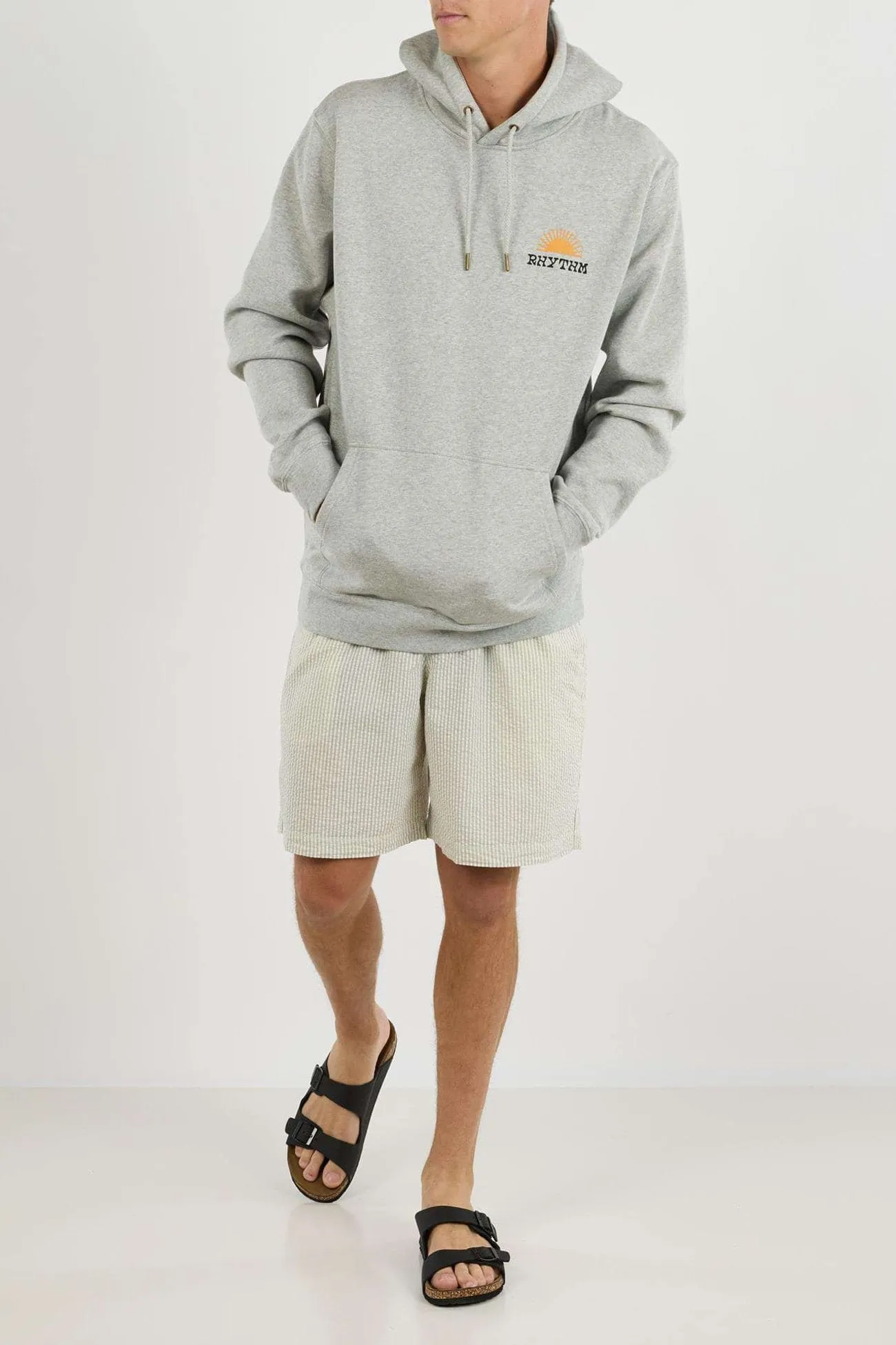 Low Profile Fastening Noise Reduction Design Awake Fleece Hood Grey Heather
