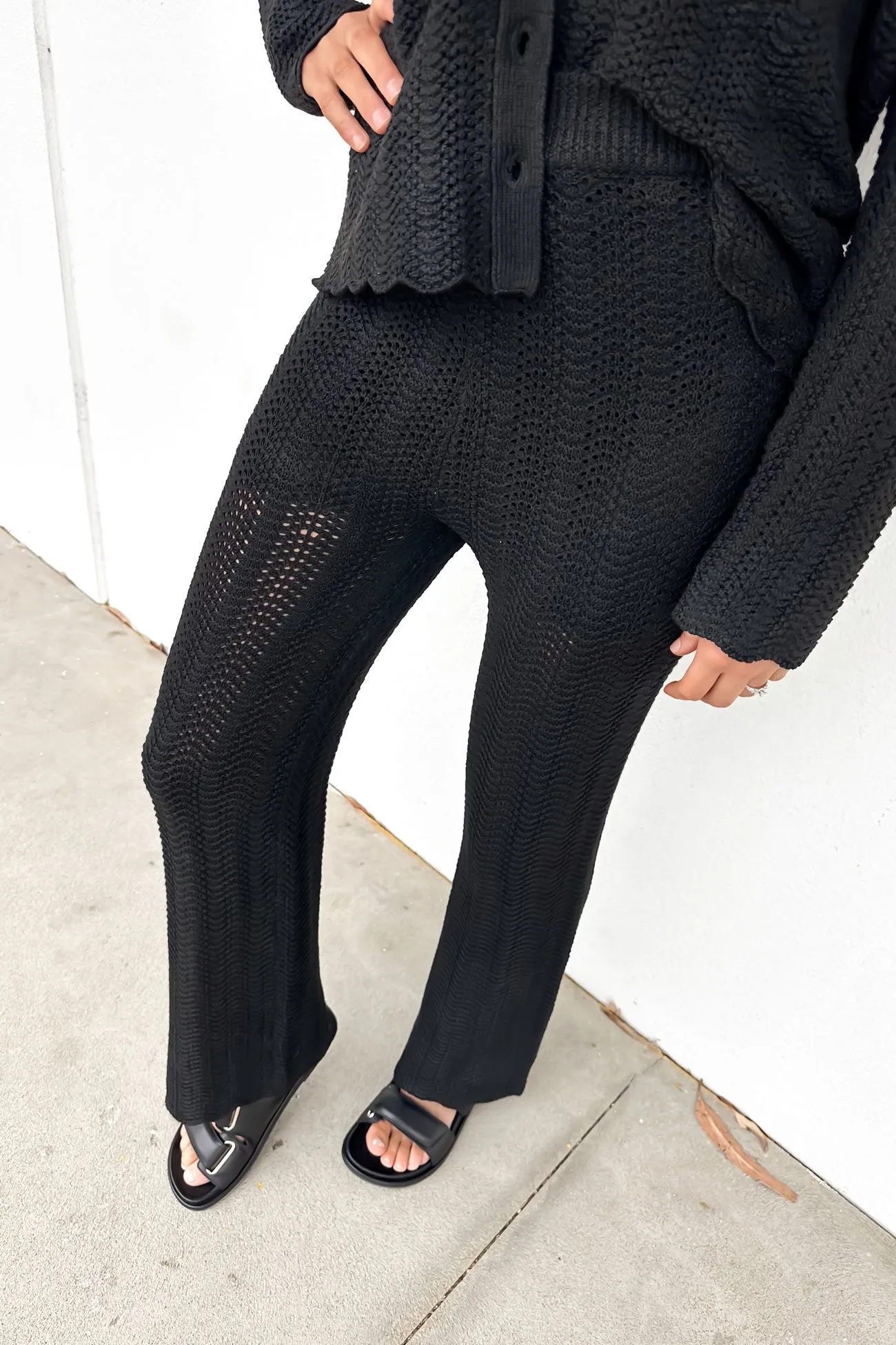 Non Irritating Tags Versatile Wearable Aylin Crochet Pant Black