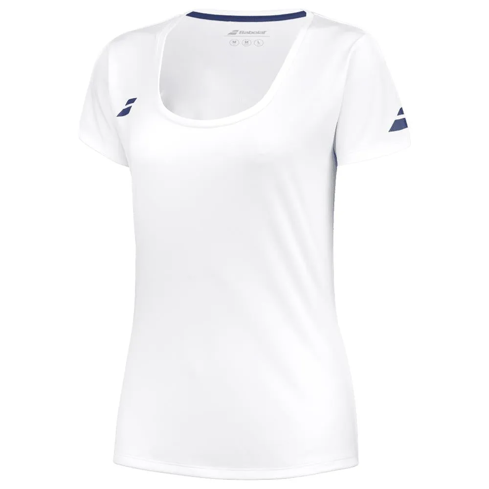 Babolat Girls Play Cap Sleeve Top - White Adjustable Design Buttoned
