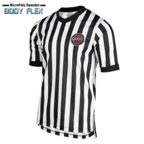 IAABO Logo Men's Body Flex Referee Shirt w/ Flag on Back Anniversary Special