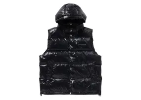 Pleated design Bape Line Camo Debossed Nylon Down Vest Black