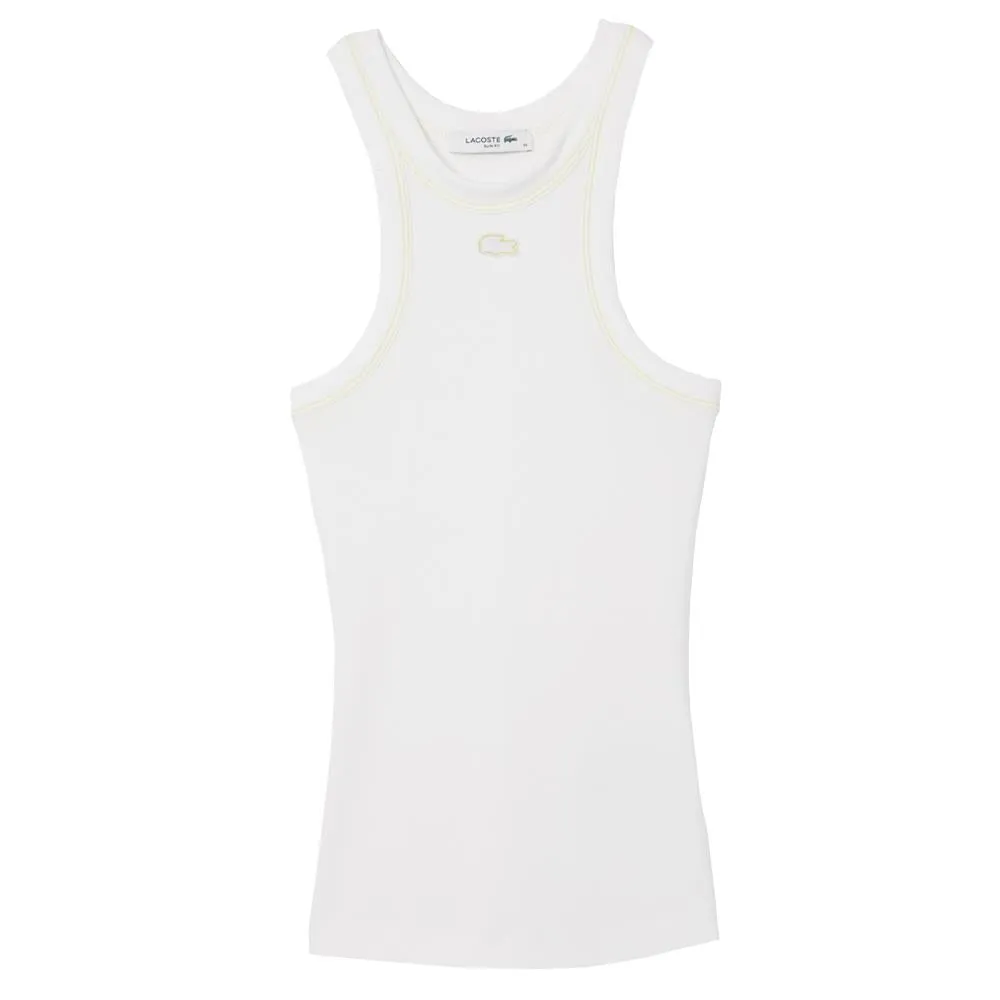 Comfort Padding Cutwork Details Baggy fit Lacoste Women's Slim Fit Modal Rib Tank - White