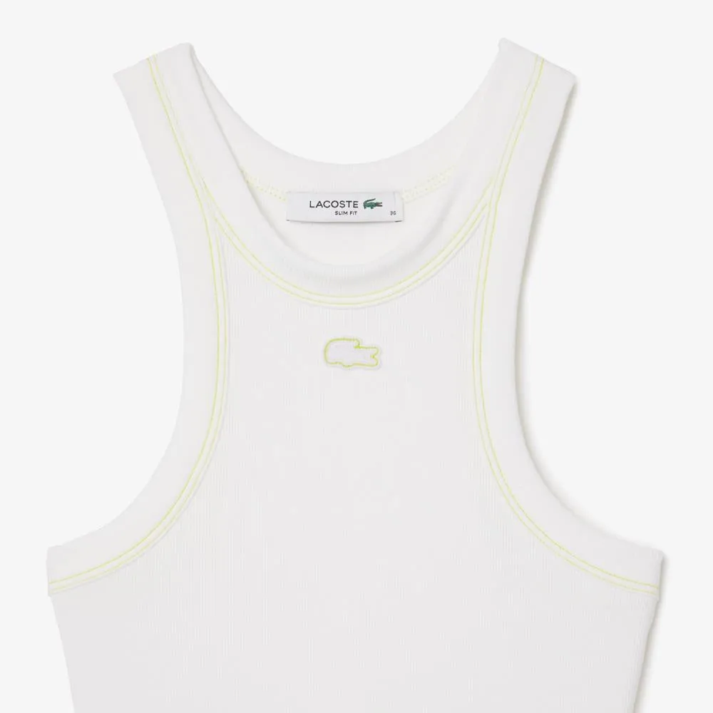 Baggy fit Lacoste Women's Slim Fit Modal Rib Tank - White Laced
