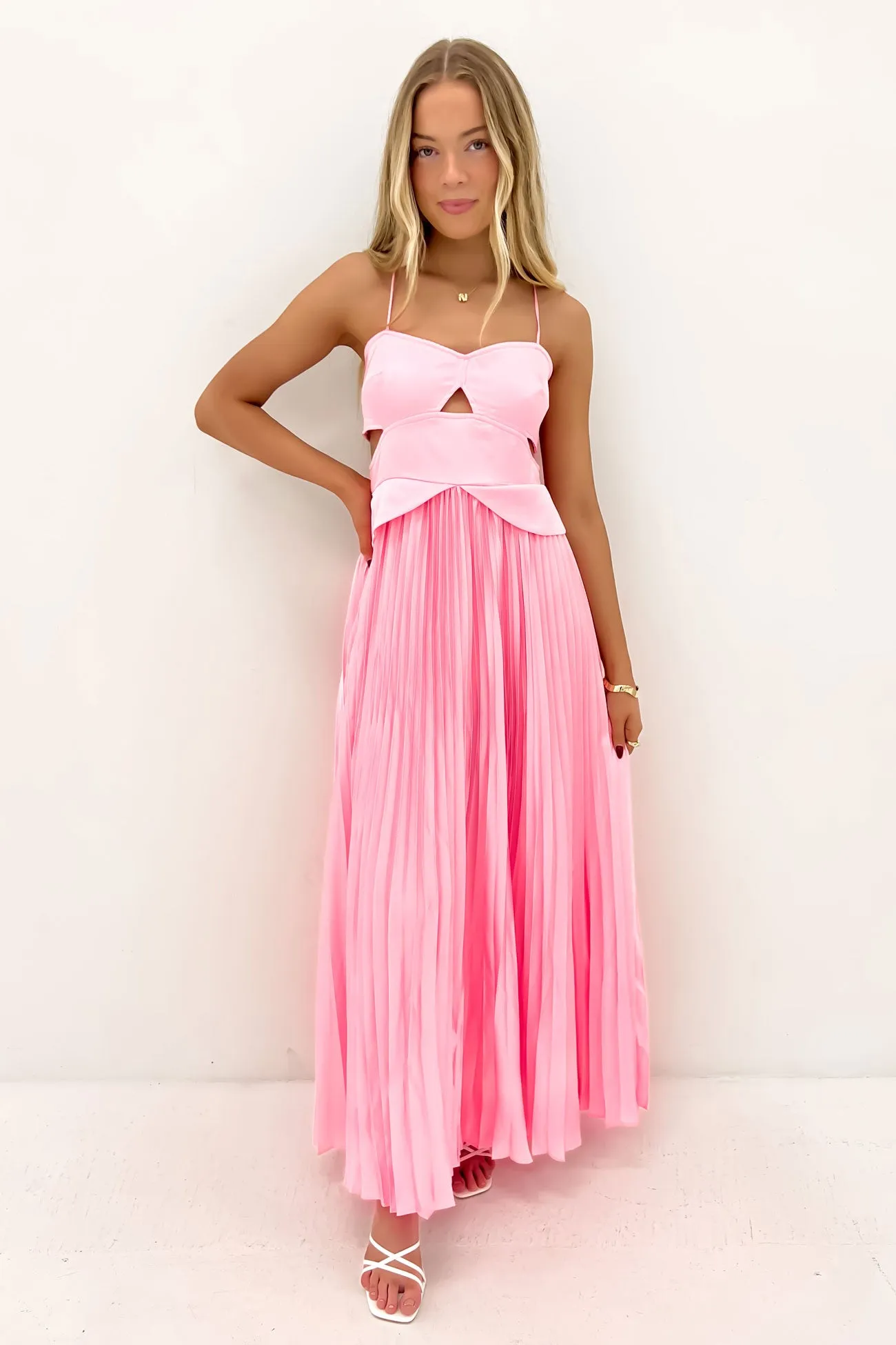 Parker Maxi Dress Pink Contrast-Panel