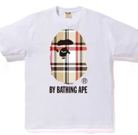 Anti Odor Lace Bape A Bathing Ape Check By Bathing Tee White/Beige