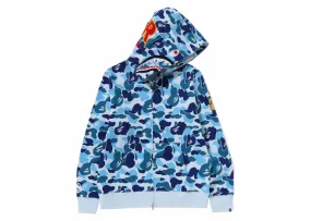 Bape Abc Camo Shark Ponr Full Zip Hoodie Blue Skinny