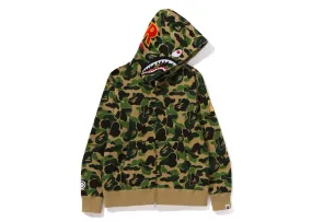 Fade Resistant spandex blend Bape Abc Camo Shark Ponr Full Zip Hoodie Green